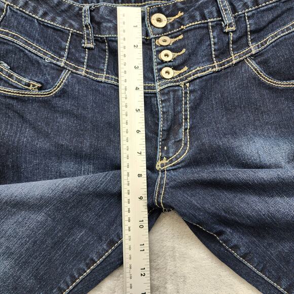 Vintage Y2K Rue 21 Jeans Womens 9/10 High Waisted Crop Multi Button Dark Wash - Picture 9 of 12